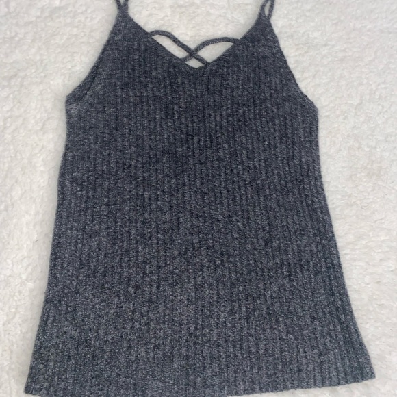 Heather Grey Ribbed Tank Top - Picture 3 of 3